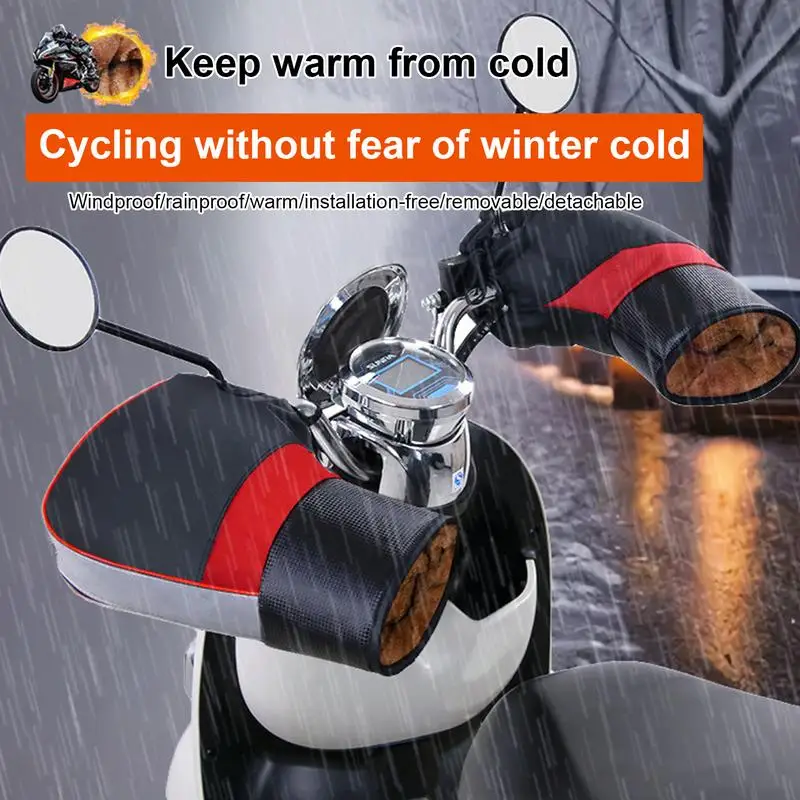 

Handlebar Mitts Motorcycle 2pcs Waterproof Handlebar Mittens Thickened Protective Winter Thermal Gloves For Electric Bike Beach