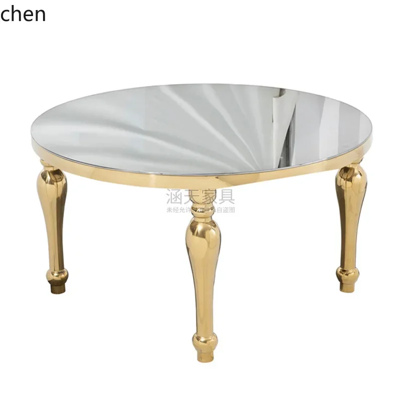 YY- Stainless Steel Vase Base with Mirror Tempered Glass Dining Table Suitable for Weddings Hotels Restaurants etc