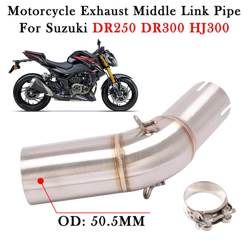 

Slip On For SUZUKI DR250 DR300 HJ300 DR 250 HJ 300 Motorcycle Exhaust Middle Link Pipe Modify 51MM Escape Moto Muffler Bike Tube