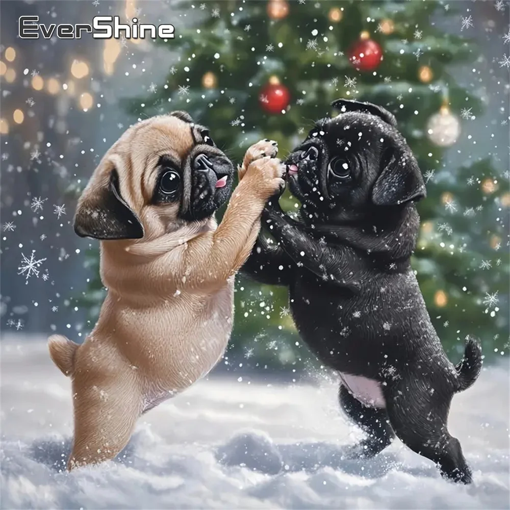 Evershine DIY Diamant Malerei Hund Acryl Bastelbedarf Stickerei Tier Geeignet für Anfänger Mosaik Winter Neujahrsgeschenk