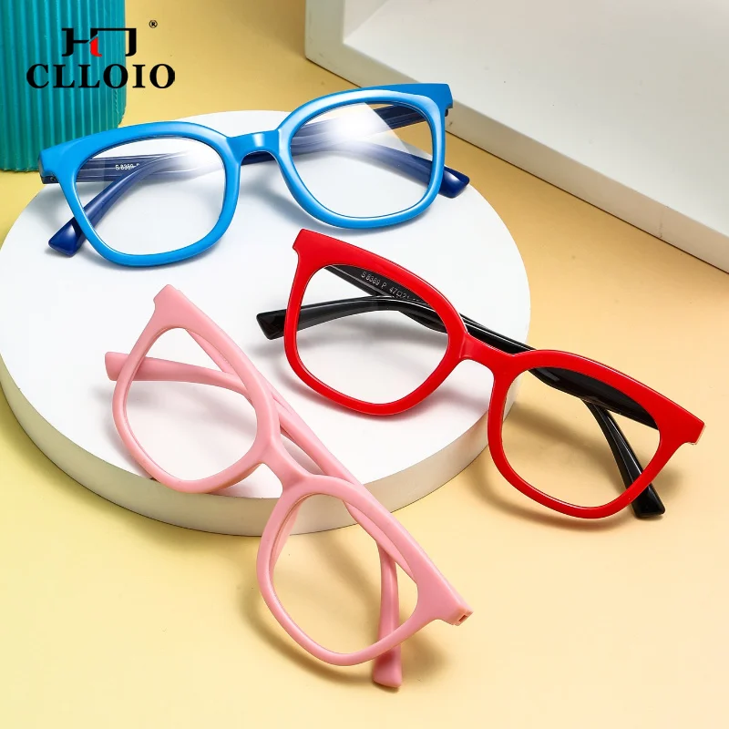 CLLOIO Colorful Soft Fashion High Elasticity Kids Myopia Learn Eyewear Square Children Optical Frame Customizable Prescription