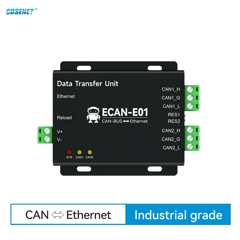 

Конвертер протокола CAN в Ethernet CDSENET ECAN-E01S CAN 2.0 Реле 2-стороннее CAN BUS TCP UDP 8-28 В RJ45 Регистрация сердцебиения