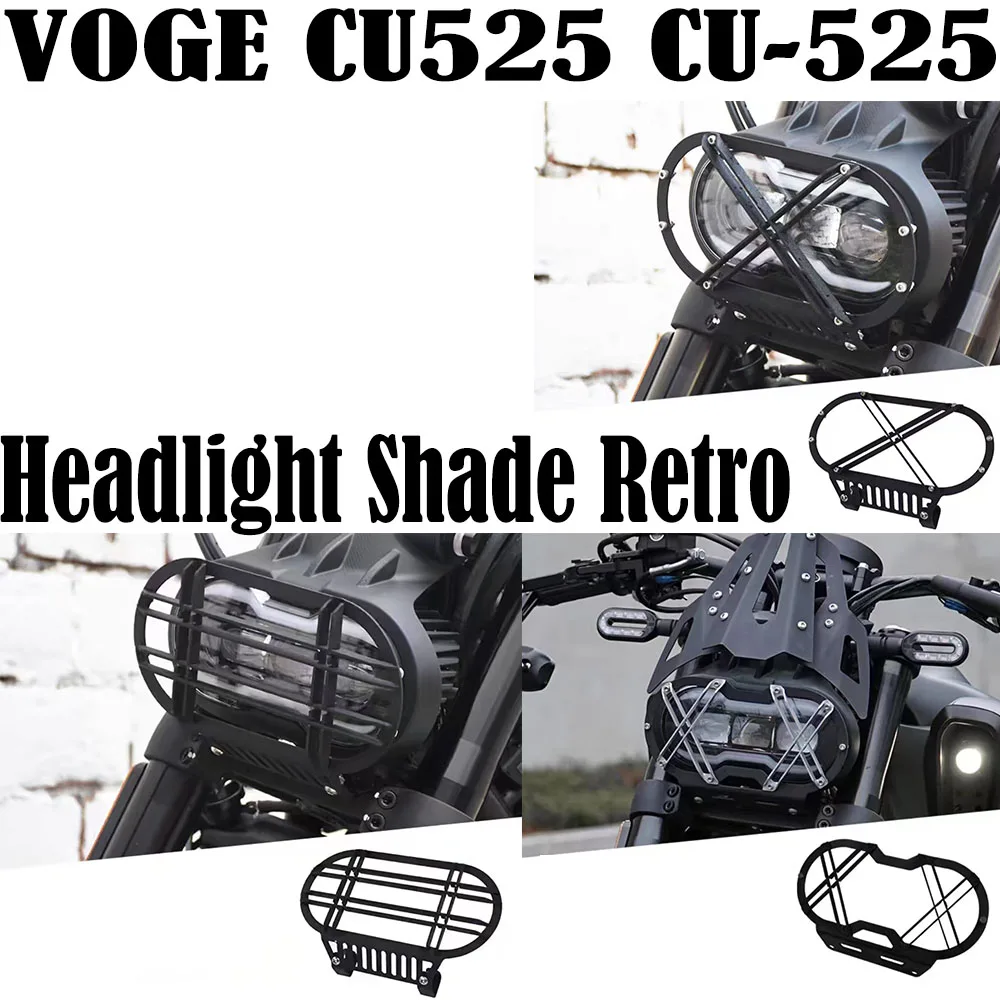 Fit Loncin VOGE CU525 CU-525 Headlight Shade Retro Fence Headlight Mesh Stainless Steel Protective Cover Decorative Cover