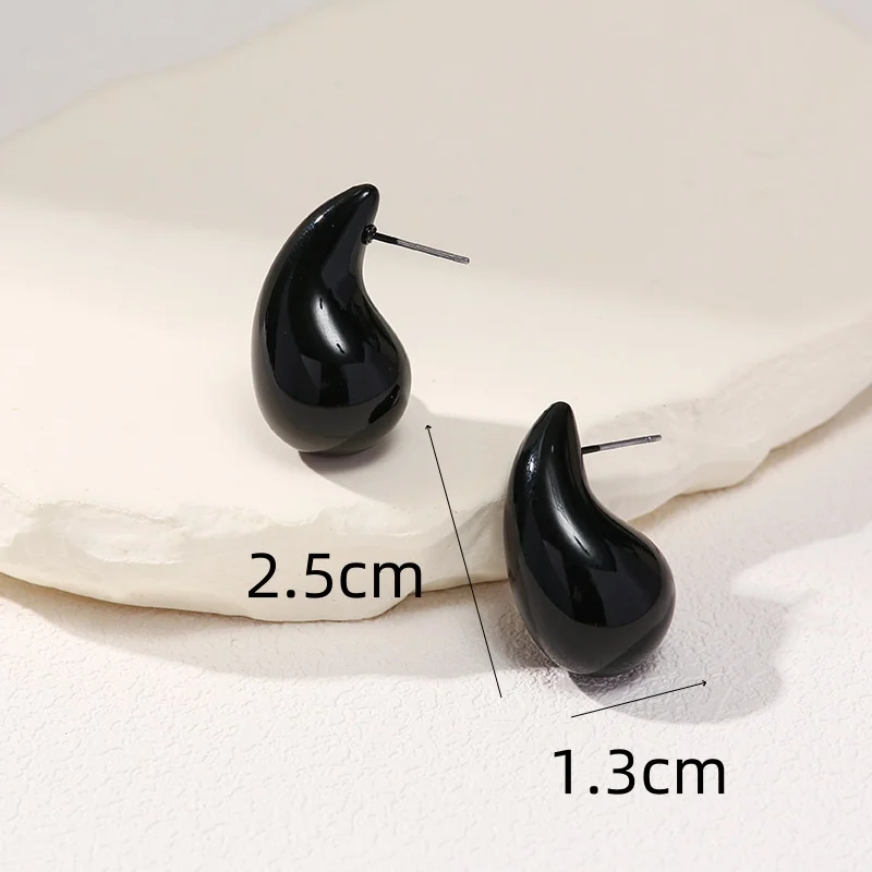 أسود اللون Waterdrop السلس الراتنج وأقراط للنساء الأذن مجوهرات الإكسسوار بالجملة فتاة هدية