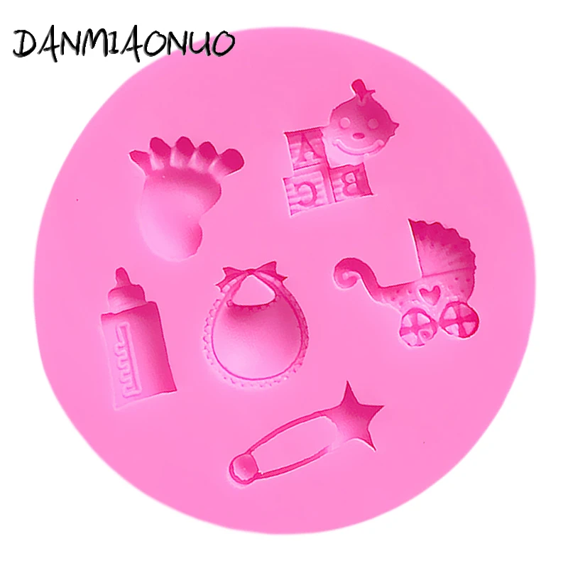 DANMIAONUO A0494038 Baby Stroller Bottle Letters Cake Pop Fondant Molds Sugarcraft Silicone Gateau Baking Accessories Decorating