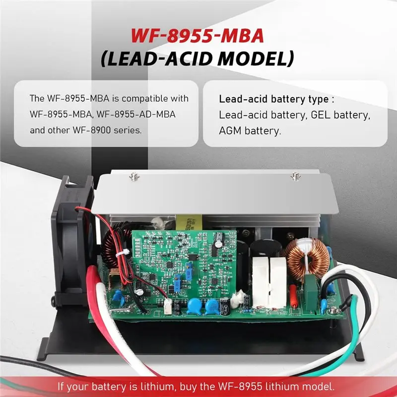 B03C-For RV Lead-Acid Battery Charger 55 Amp WF-8955-MBA, WF-8955PEC Power Converter,Three Stages Smart Charge WF-8955-AD-MBA