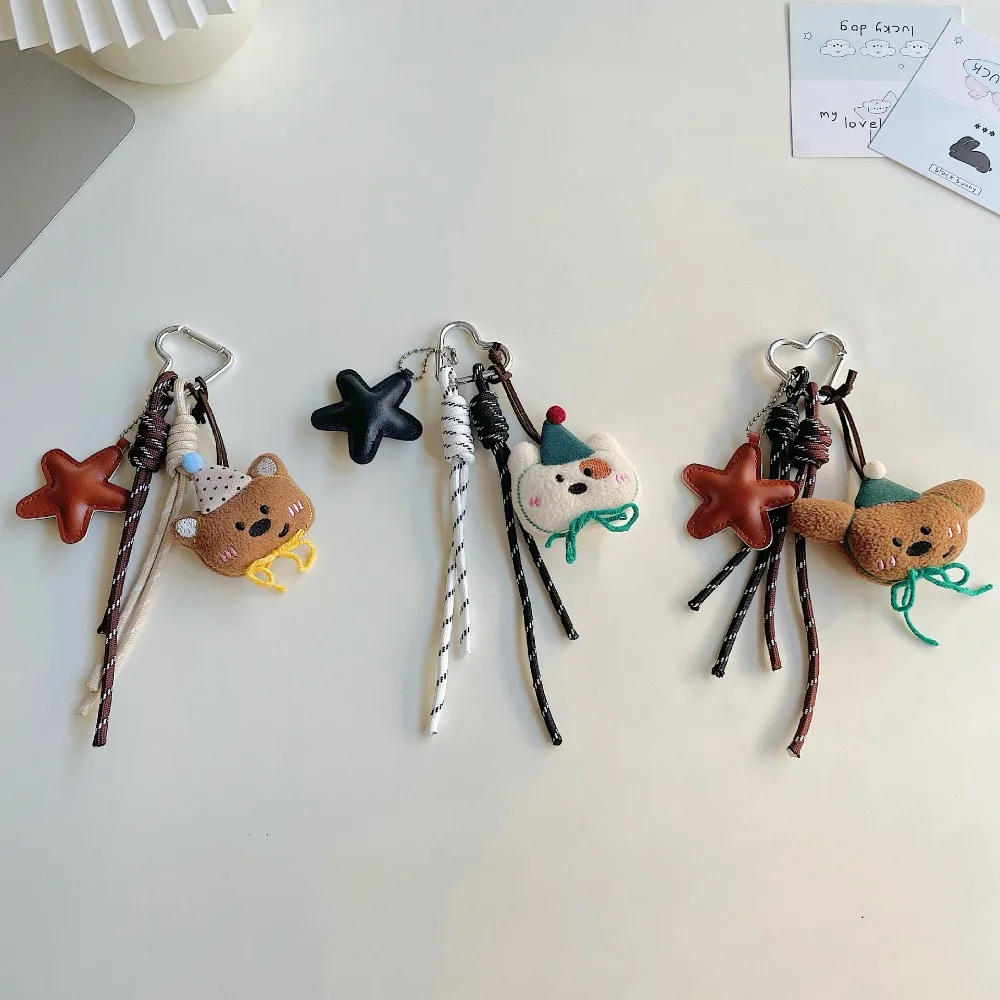 Nuevo oso de dibujos animados muñeco de peluche colgante cuerda hecha a mano bolso multiusos encanto bolso marrón accesorios colgantes