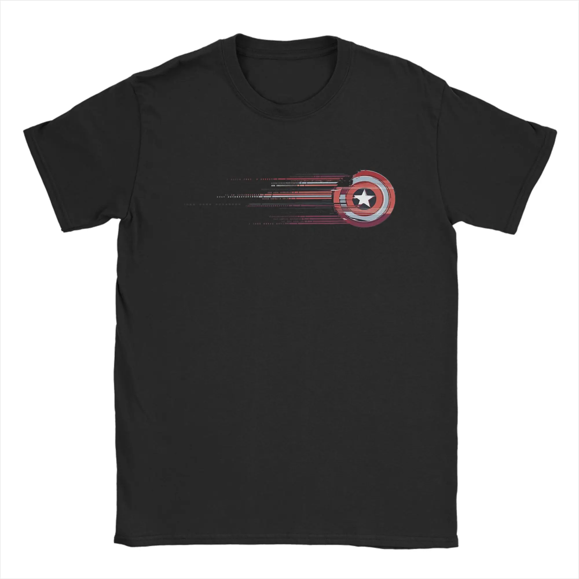 Captain America Brave New World T-Shirt Men Shield Glitch Stripes Novelty Cotton Tee Shirt Short Sleeve T Shirt Original Tops