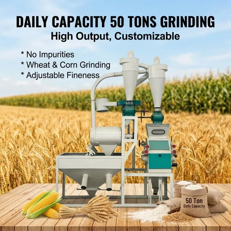 

5T Horizontal Corn Wheat Flour Mill Dual Discharge Ports Separate Wheat Flour Corn Powder Without Cross Material Contamination