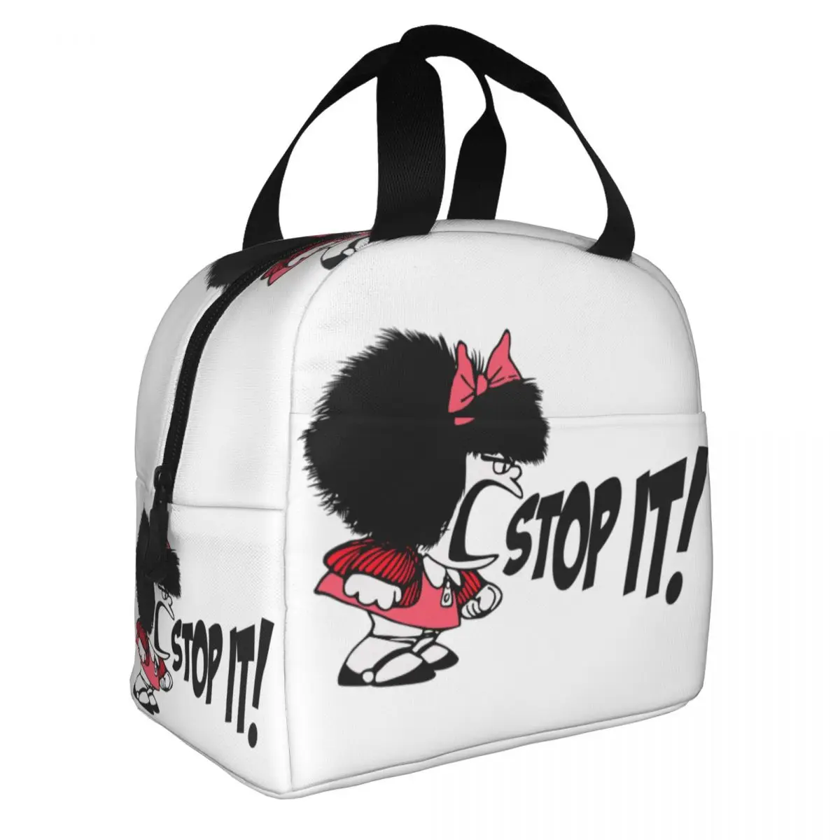 Mafalda Stop It Thermal Insulated Lunch Bags Women Resuable Lunch Tote for Work School Travel Multifunction Food Box