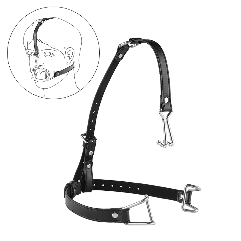 SM mouth plug female slave mouth plug stainless steel clip plug couple sex toys open mouth gag harness plug training sex product