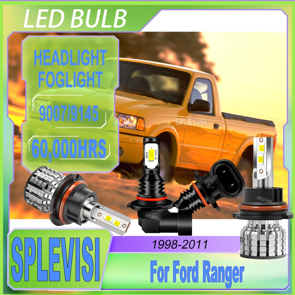 

350% Brighter Output - LED Headlight & Fog Light Kit For Ford Ranger 1998 1999 2000 2001 2002 2003 2004 2005 2006 2007 2008-2011