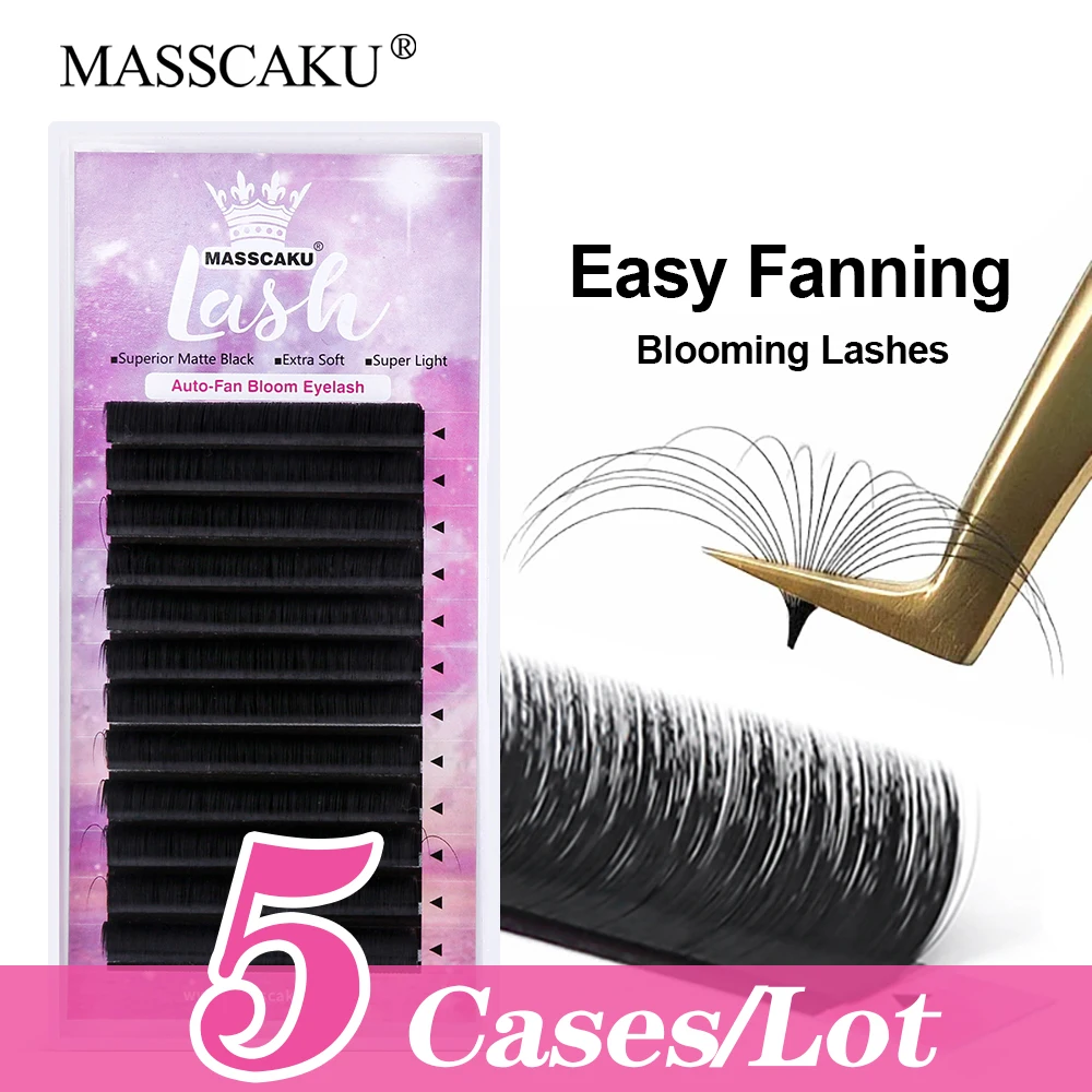 

5cases/lot MASSCAKU Sell Self-making Easy Fanning Eyelashes Natural Faux Mink Cilios Russian Volume Eyelashes for Professional