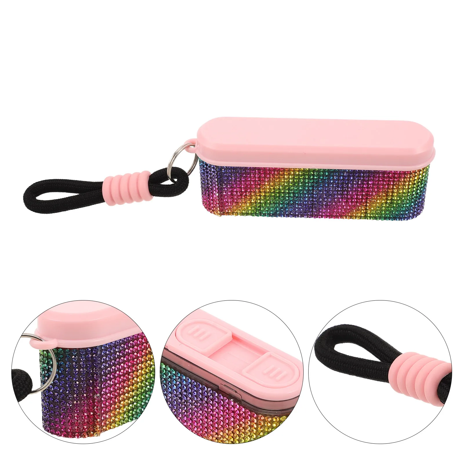 Pill Travel Case Keychain 4 Grids Portable Multigrid Medicine Organizer Compact Pill Box Keyring for Purse Travel Outdoor