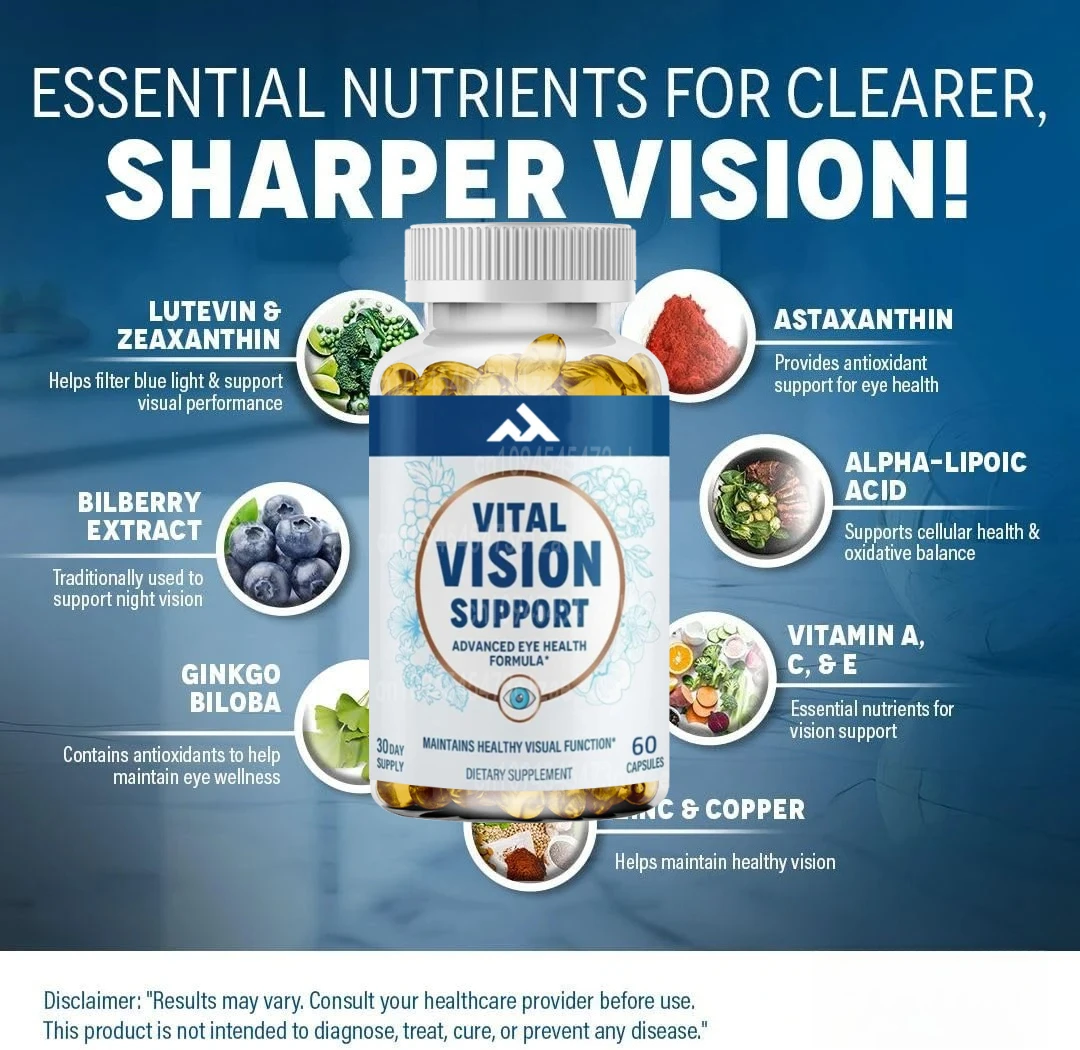 Eye Health Supplement with Vitamin A, Lutein, Beta Carotene & Antioxidants – Eye Vitamins Support Hydration