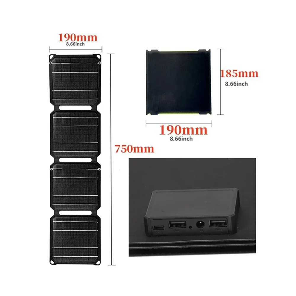 40W Foldable Solar Panel Outdoor Portable Emergency Power Generator 5V 9V 12V USB Output Mobile Phone Charging Power Supply