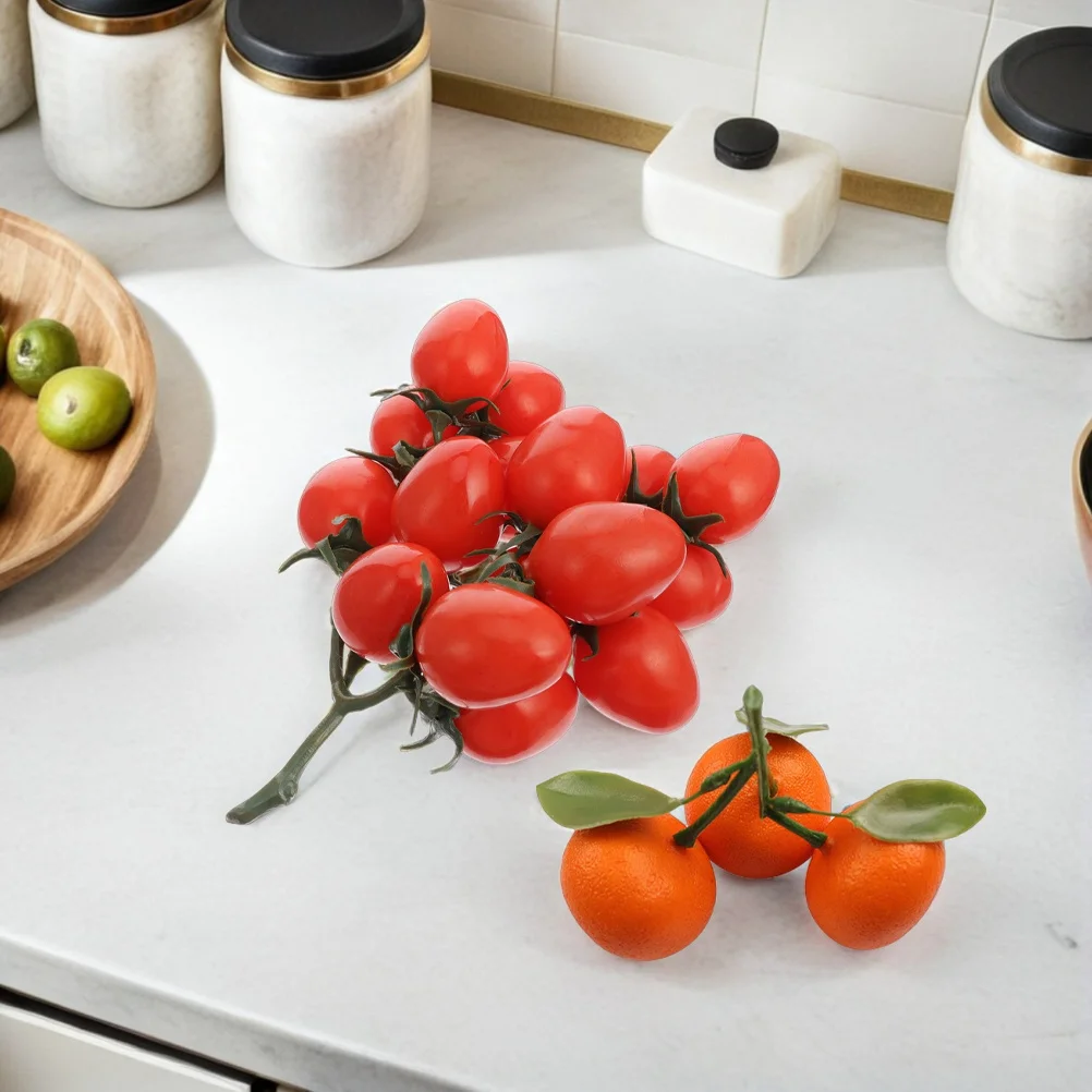 

1Set Simulated Cherry Tomatoes Realistic Appearance Versatile Use Home Decorations Photography Props Lightweight
