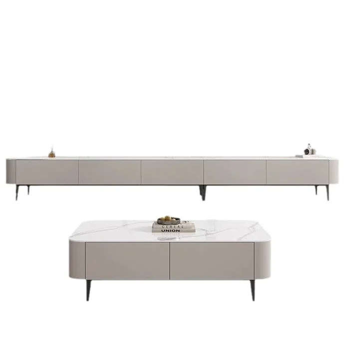 Italian solid wood slate TV cabinet coffee table combination modern and simple Nordic household high wall cabinet