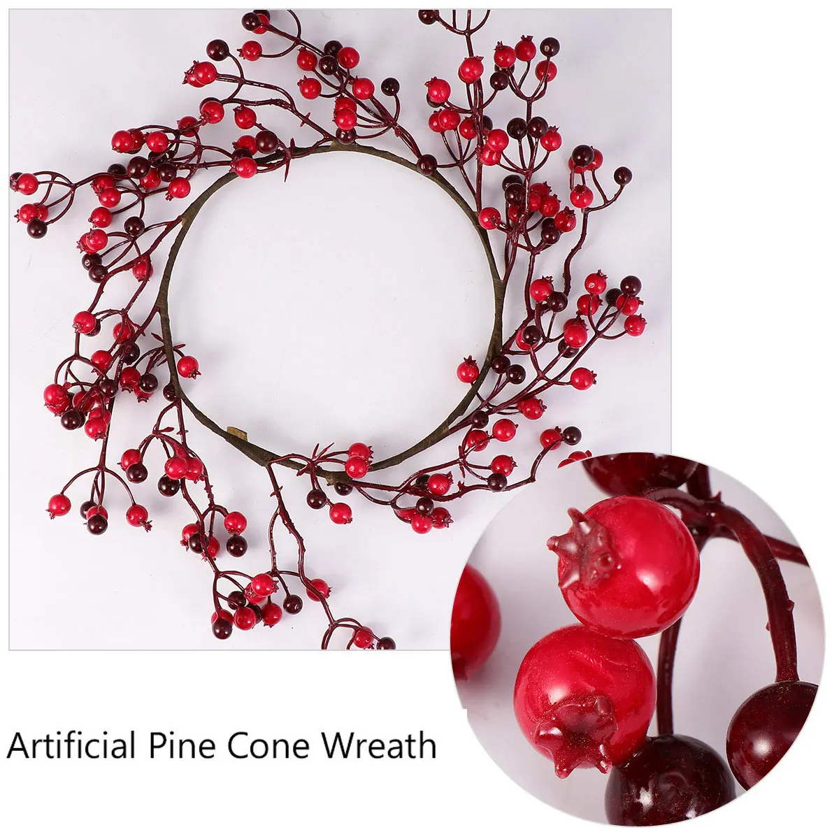 

Simulation Pomegranate Fruit Christmas Berries Pine Cones Foam Ornaments Hanging Garland Wreath Wedding Party Home Store Decor