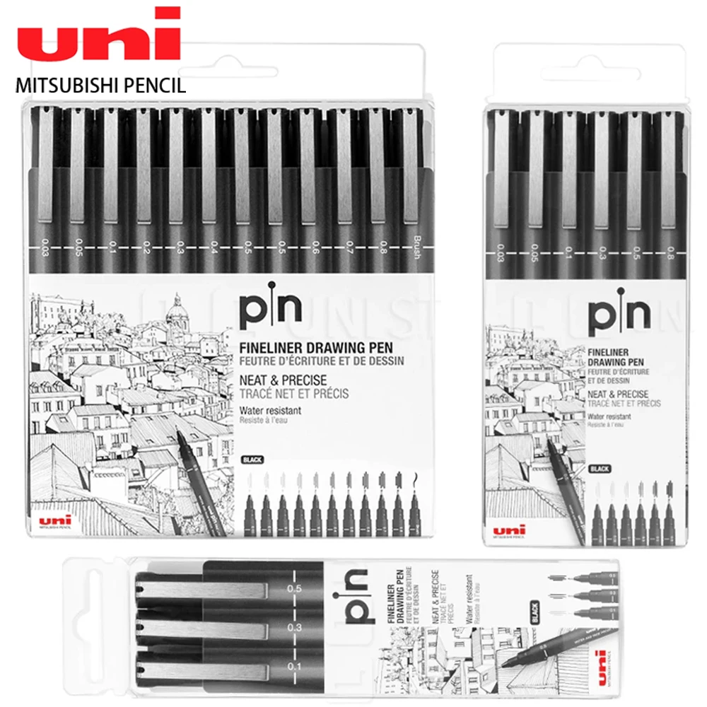 Japan UNI PIN-200 Syringe Pen Manga Design Drawing Pen Stroke Outlining Pen Set Waterproof Tracing Stationery Supplies
