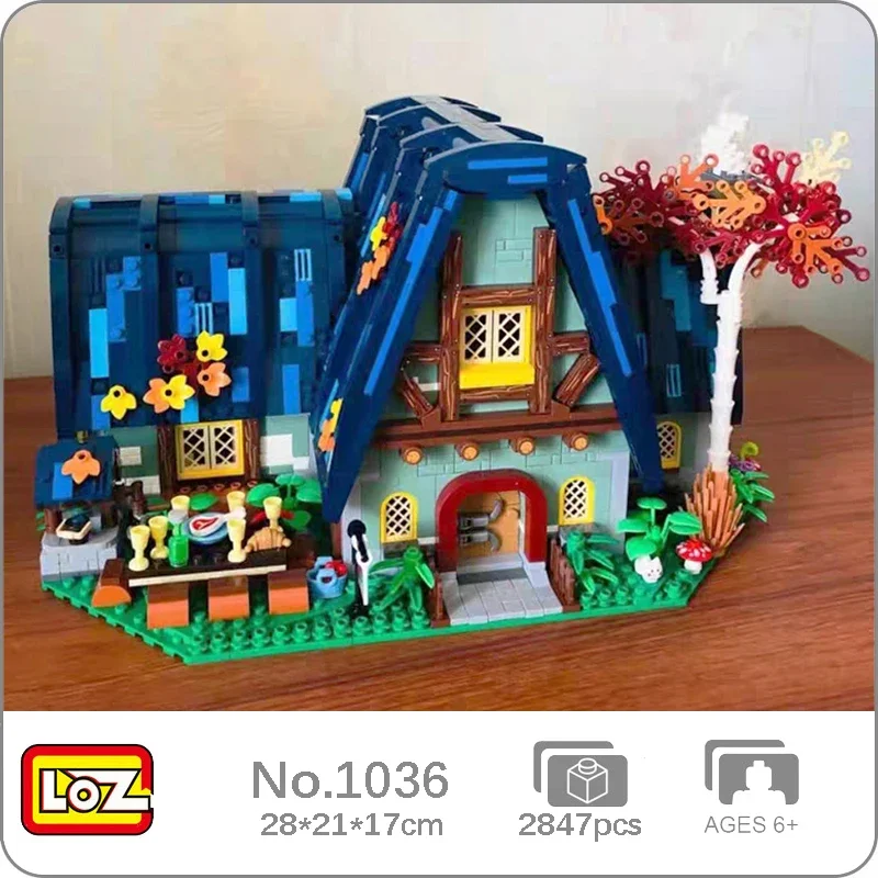 LOZ 1036 World Architecture Forest Spirit Wooden House Villa Garden Picnic Mini Blocks Bricks Building Toy For Children No Box