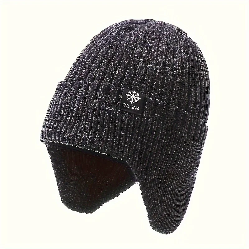 Men's Winter Warm Knitted Hat Thick Outdoor Ear Protection Cycling Cap Cold Weather Hat for Middle Aged Elderly Gift