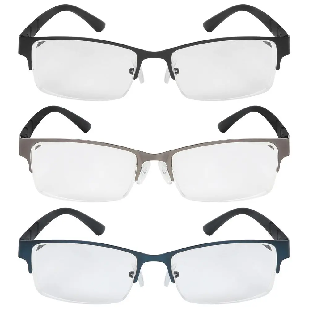 Herren Vintage Business photo chrome Myopie Brille Halb rahmen Metall blaues Licht blockierende Brillen klassische UV-Sonnenbrillen – Detail 10