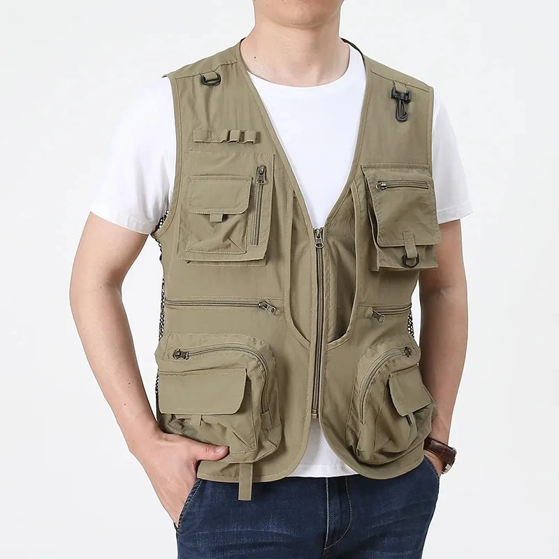 

New 2025 arrive Men's Casual Multi Pocket Sleeveless Vest Hiking Waterproof Jacket Outdoor Camping Fishing Vest Travel Photo 6XL