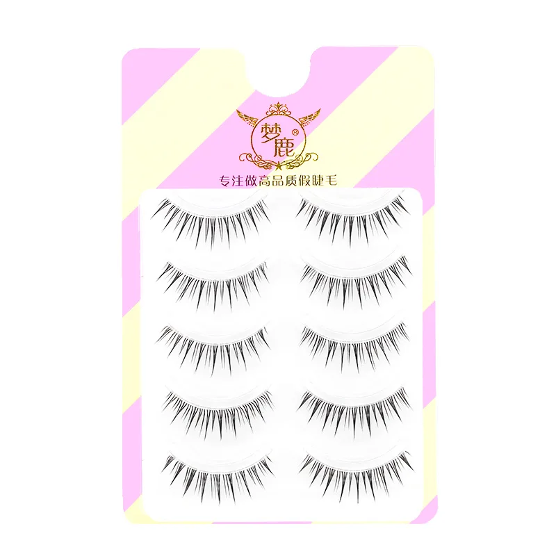 5 Pairs  W-1 False Eyelashes Little Devil 0.14mm Thin Transparent Stem Natural Comic Eyes Spiked Eyelashes Make Up