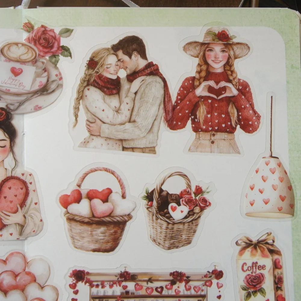 

28pcs Romantic Valentine's Day Style Pvc Sticker Scrapbooking DIY Gift Packing Decoration Tag