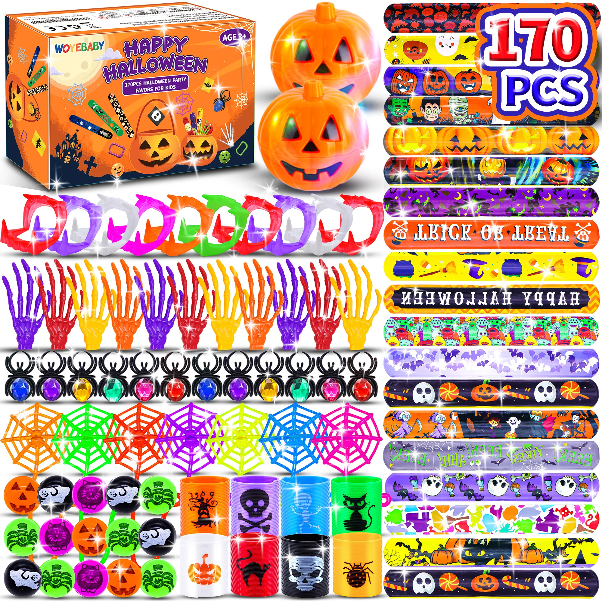 170Pcs Halloween Mini Fidget Toy Set for Kids - Stress Relief Sensory Toys Classroom Treasure Box Party Favors & Kids Gifts image 4