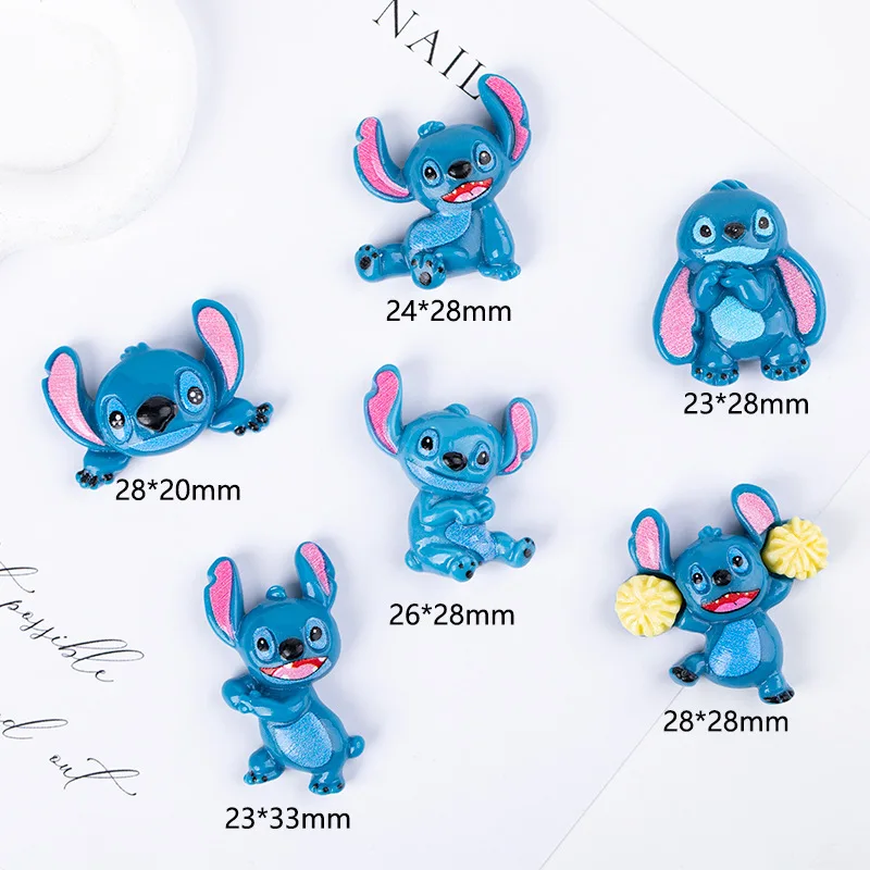 5pcs disney cute stitch resin flatback cabochons for diy jewelry making cartoon handmade crafts materials