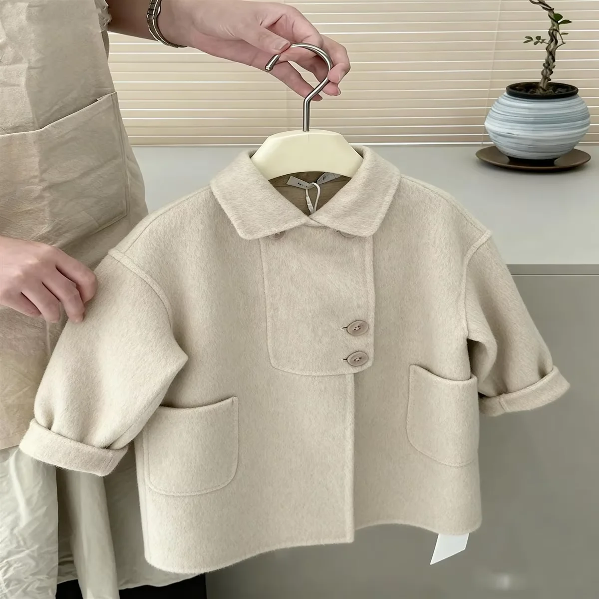 Children Thickened Woolen Coat Autumn And Winter Middle-Length Windbreaker for Boys And Girls 90-150CM