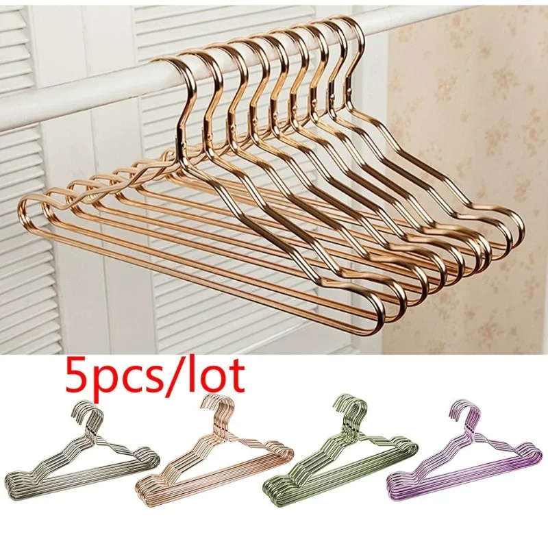 

5 Pcs/set Aluminum Alloy Adult Household Clothes Hanger Space Aluminum Clothes Hanger Rust Proof Balcony Clothes Hanger