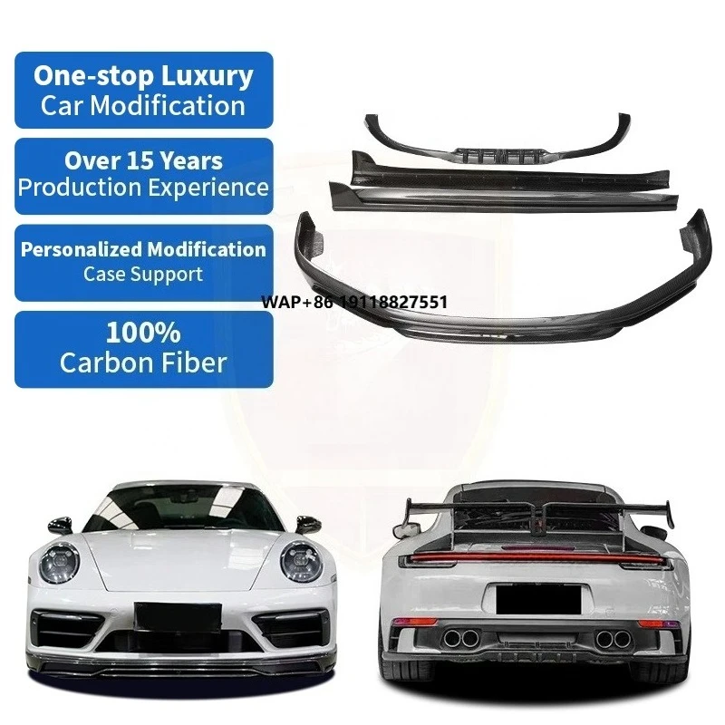 Upgrade Te-Chart Body Kit for  911 992 Carrera Car Front Lip SideSkirt Rear Diffuser Dry Carbon Bodykit