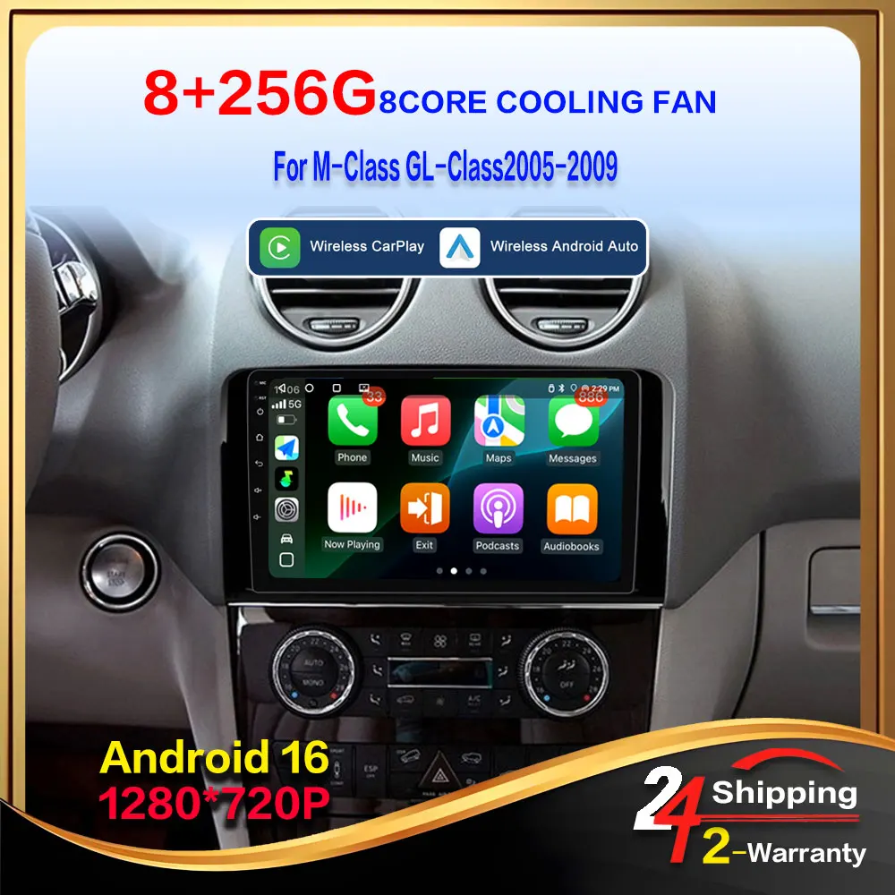 Autoradio Android 16 Player For Mercedes Benz ML GL ML350 GL320 X164 2005 - 2009 Car Radio Multimedia 8Core 8 256G Video Stereo