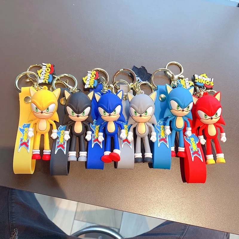 Sonic Anime PVC Keychain Doll Pendants Collection Action Figure Toys Cartoon Bag Accessries Cute Car Keyrings Kids Birthday Gift