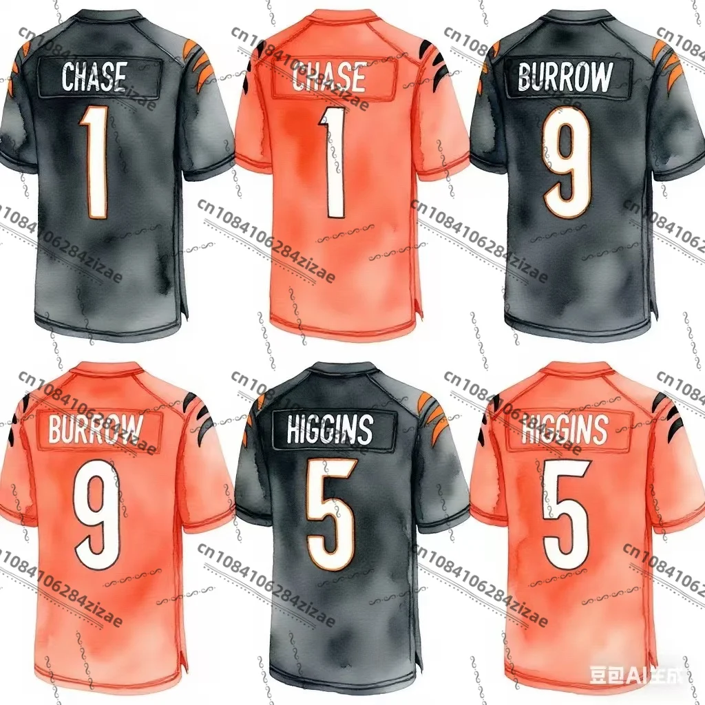 

Custom Embroidery Cincinnati American Football Jersey Joe Burrow Chase Team Football Uniform