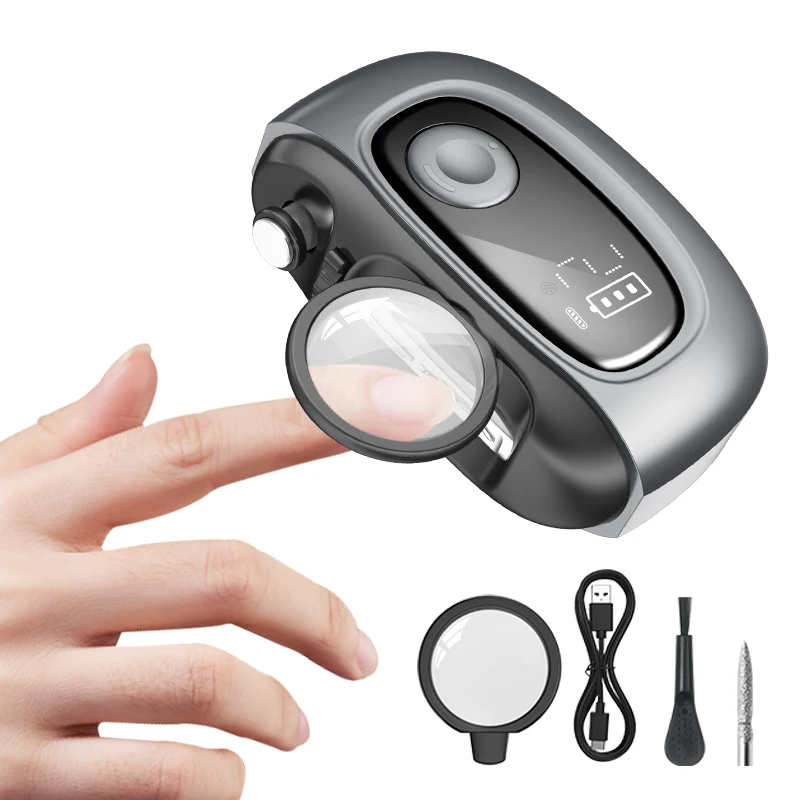 Upgraded Electric Nail Clipper S9, Patented 4-Blade, Magnifier & Digital Screen, Filing Polishing, Metallic Business Edition