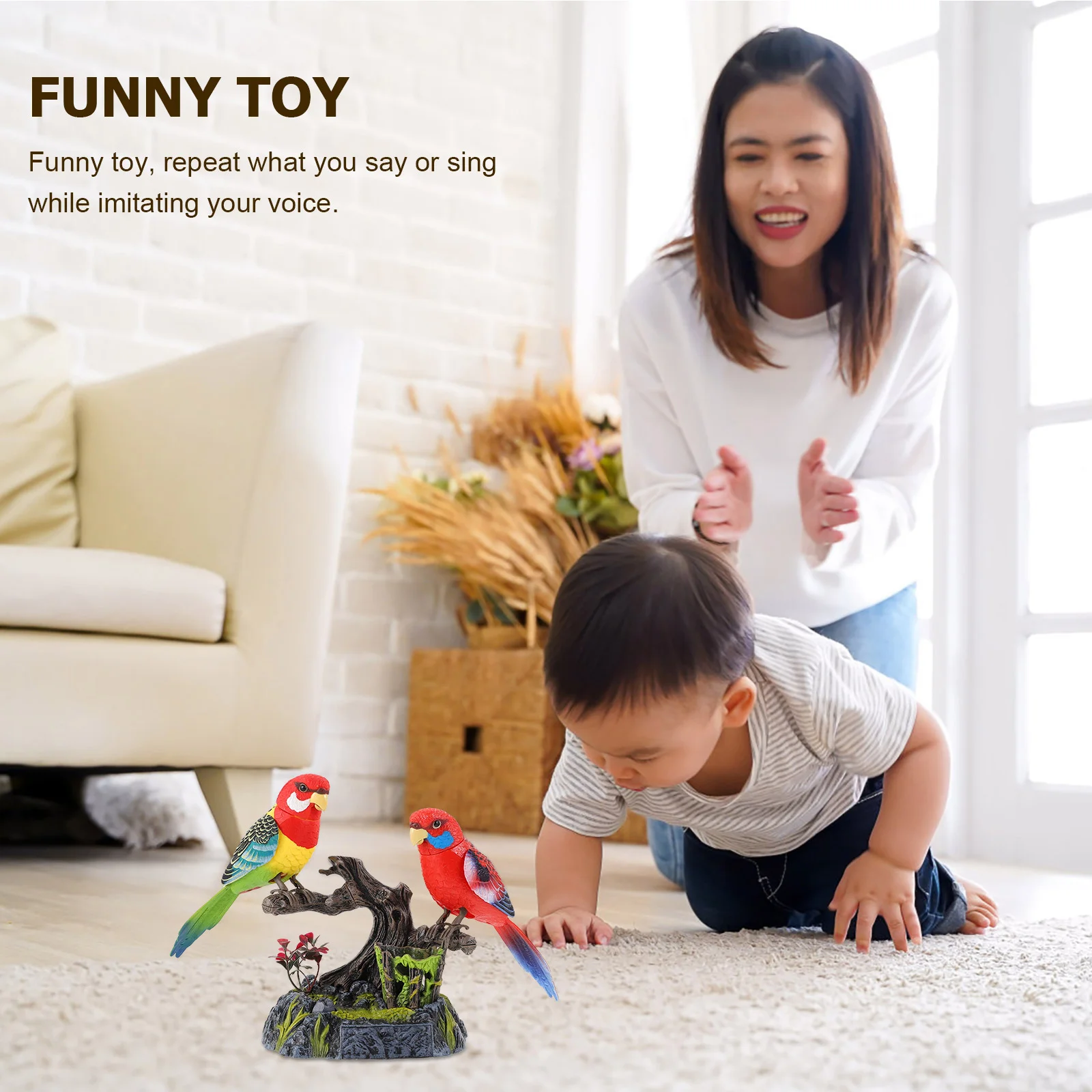 Parrot Voice Control Recording Bird Electric Talking Early Learning Abs Desktop Decoration Good Helper Child