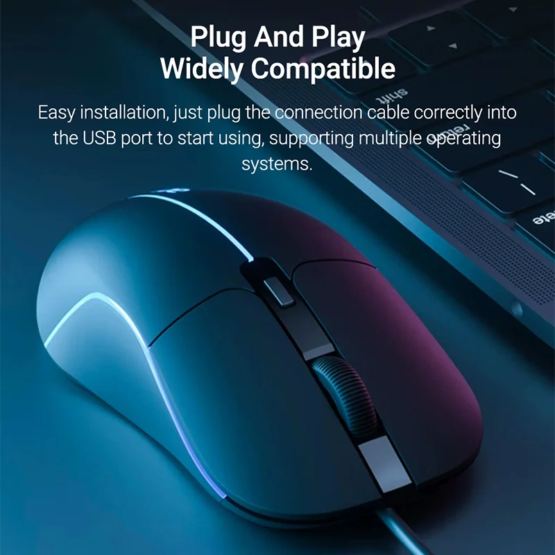 เมาส์แบบใช้สาย Acer 3200dpi RGB Light ไฟสีสันสดใส ERGONOMIC เงียบคลิก offfice เมาส์สำหรับเล่นเกมส์สำหรับแล็ปท็อปแท็บเล็ต PC คอมพิวเตอร์