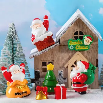 Figurines de Noël en résine, Père Noël, mini dessin animé, bonhomme de neige, décorations de maison, maison de poupée, bibelots miniatures 10 meilleures figurines de Père Noël en ventes - No 6