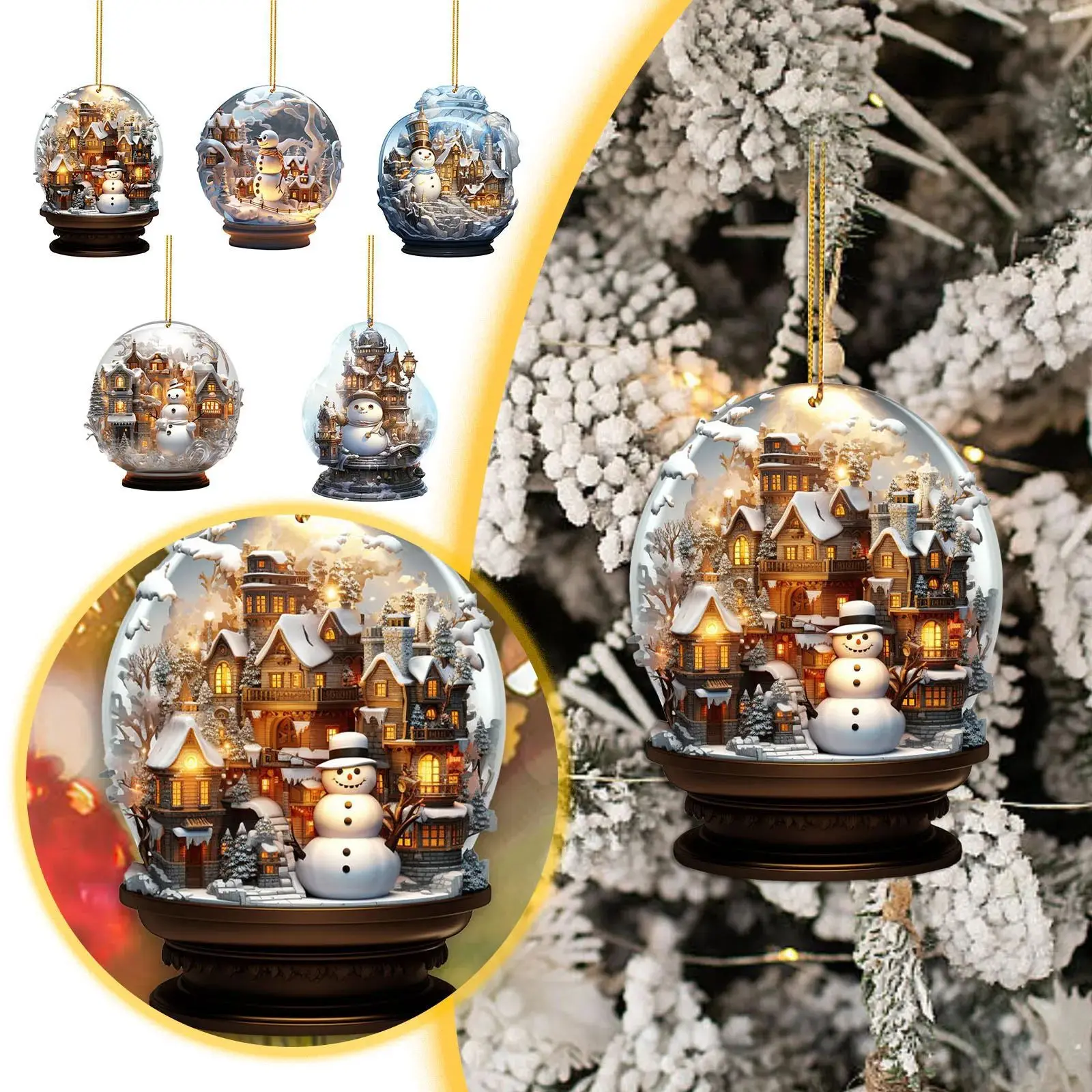 Christmas Room Decoration Christmas Snowman Crystal Globe Ornament Hanging Christmas Hanging Unique Style Snow Cosas De Navidad