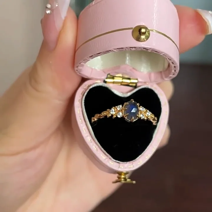 S925 Silver Rings for Women 14K Gold Plated Natural Iolite Gemstone Fine Jewelry Party Accessories Gift
