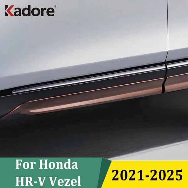 

For Honda HR-V Vezel 2021-2025 Chrome Side Door Body Molding Cover Trim Door Sill Body Strips Car Exterior Accessories