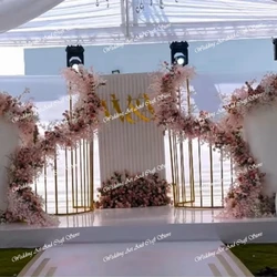 2pcs)New Wedding Stage Metal Backdrop Panels S Shape Gold Arch Frame For Flower Arrangement