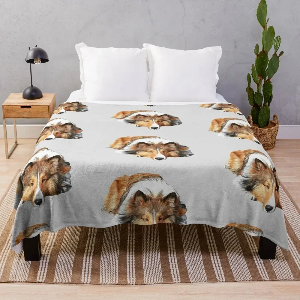 

Rough Collie Throw Blanket Furrys warm winter Luxury Designer Picnic Blankets