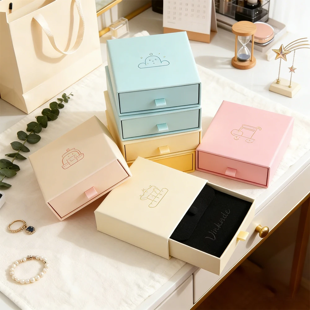 

24/50/100 шт. Подарочные коробки-слайдеры для украшений: кольца, серьги, кулоны, ожерелья, браслеты. Упаковка для подарков на Рождество и свадьбу.