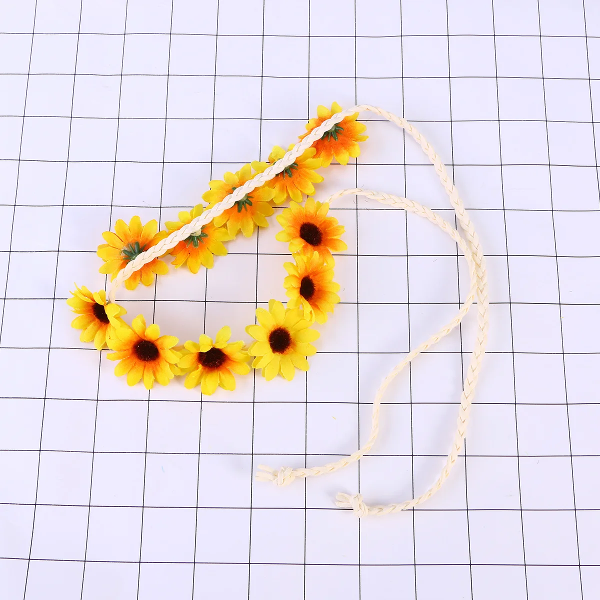 Bandeau marguerite jaune à fleurs pour femmes, 6 pièces, cerceau pour cheveux, couronne de fleurs, corde tressée extensible pour fête, mariage, Festival, photographie