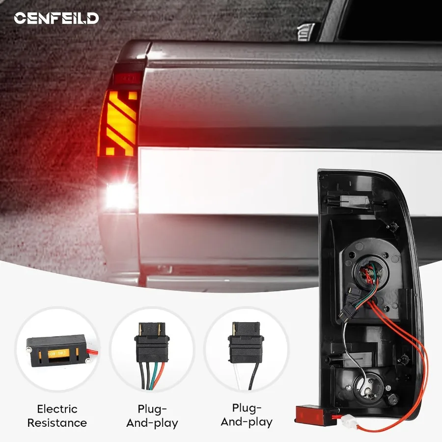 مجموعة مصابيح خلفية LED + مصباح بضائع الفرامل الثالث الثالث مناسب لسيارة Ford F250 F350 Super Duty 1999-2007، ضوء إيقاف خلفي عالي التركيب Ta